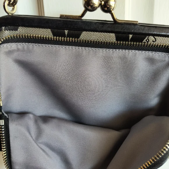 Coach 13623 Parker 2008 Black Signature C Optic Canvas Kiss Lock Shoulder Bag - Picture 8 of 12